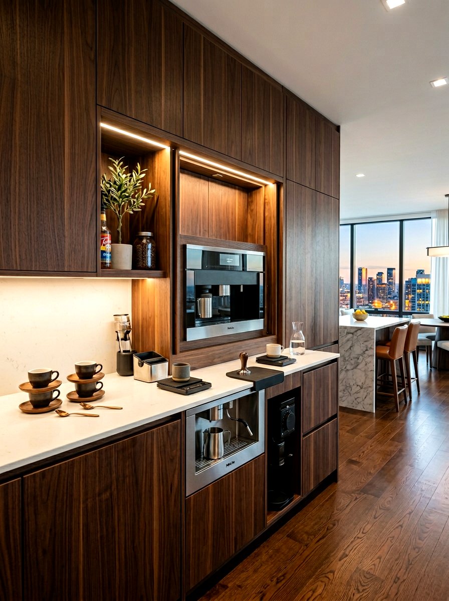 Integrated espresso bar - 30 breakfast station ideas