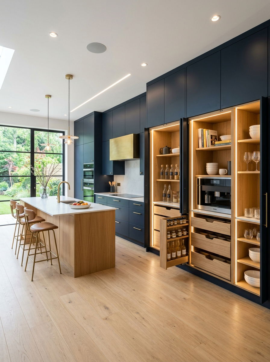 Integrated kitchen cabinet storage - 30 hidden toaster garage ideas aesthetic