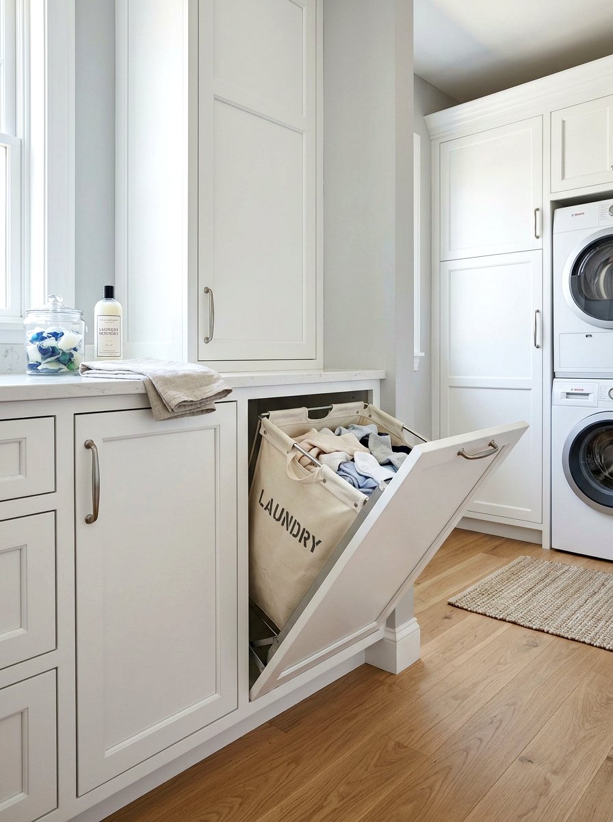 Integrated laundry hamper - 30 small walk in closet ideas