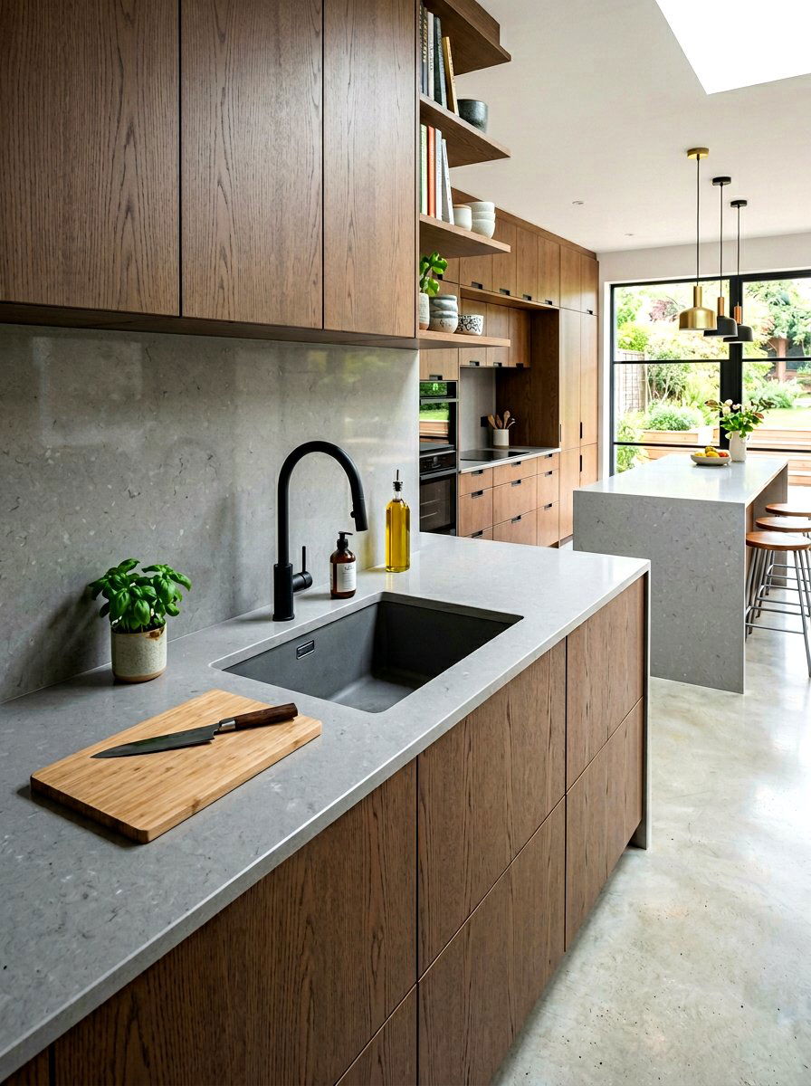 Integrated quartz sink - 30 quartz kitchen ideas