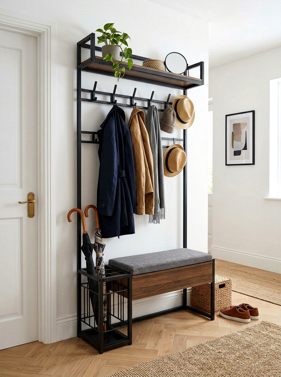Integrated umbrella stand coat rack - 30 umbrella cabinet ideas