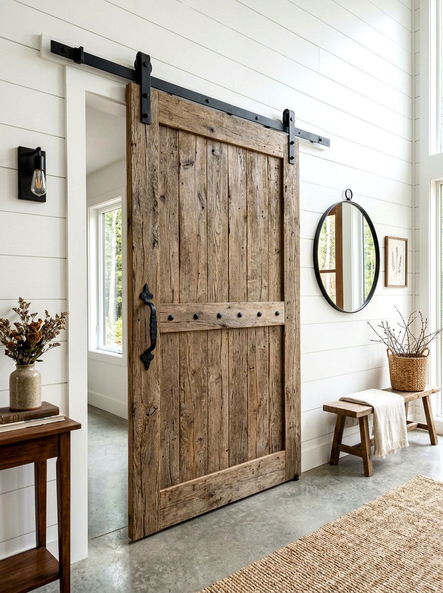Interior Barn Door - 30 ski lodge holiday decor ideas