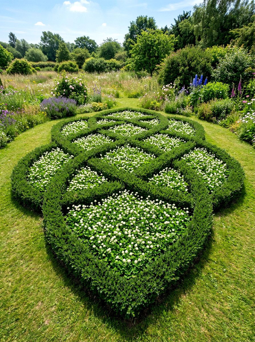Interlocking Clover Herb Pattern - 30 herb knot garden ideas