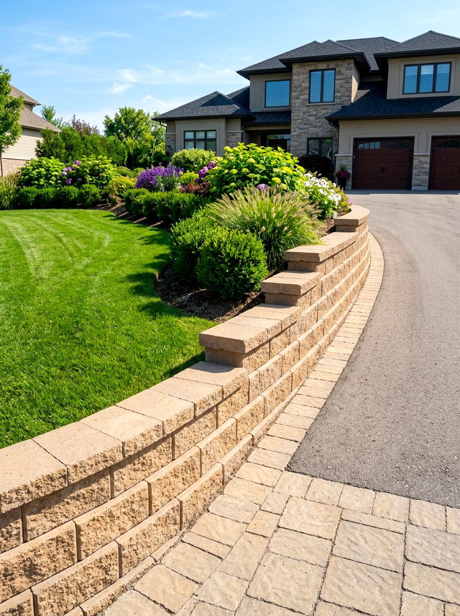 Interlocking Concrete Block Wall - 30 garden retaining wall ideas