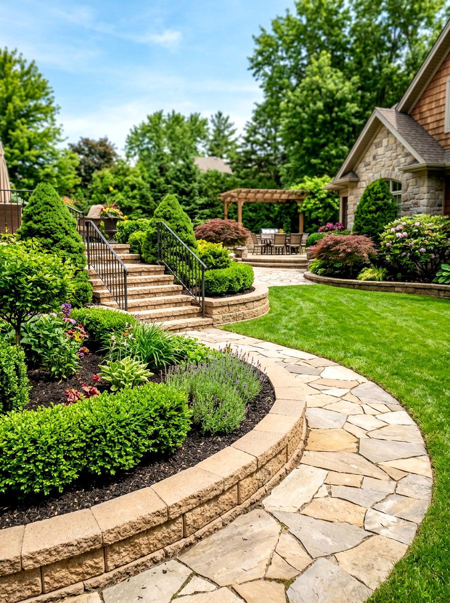 Interlocking Stone Garden Border - 30 raised bed border ideas