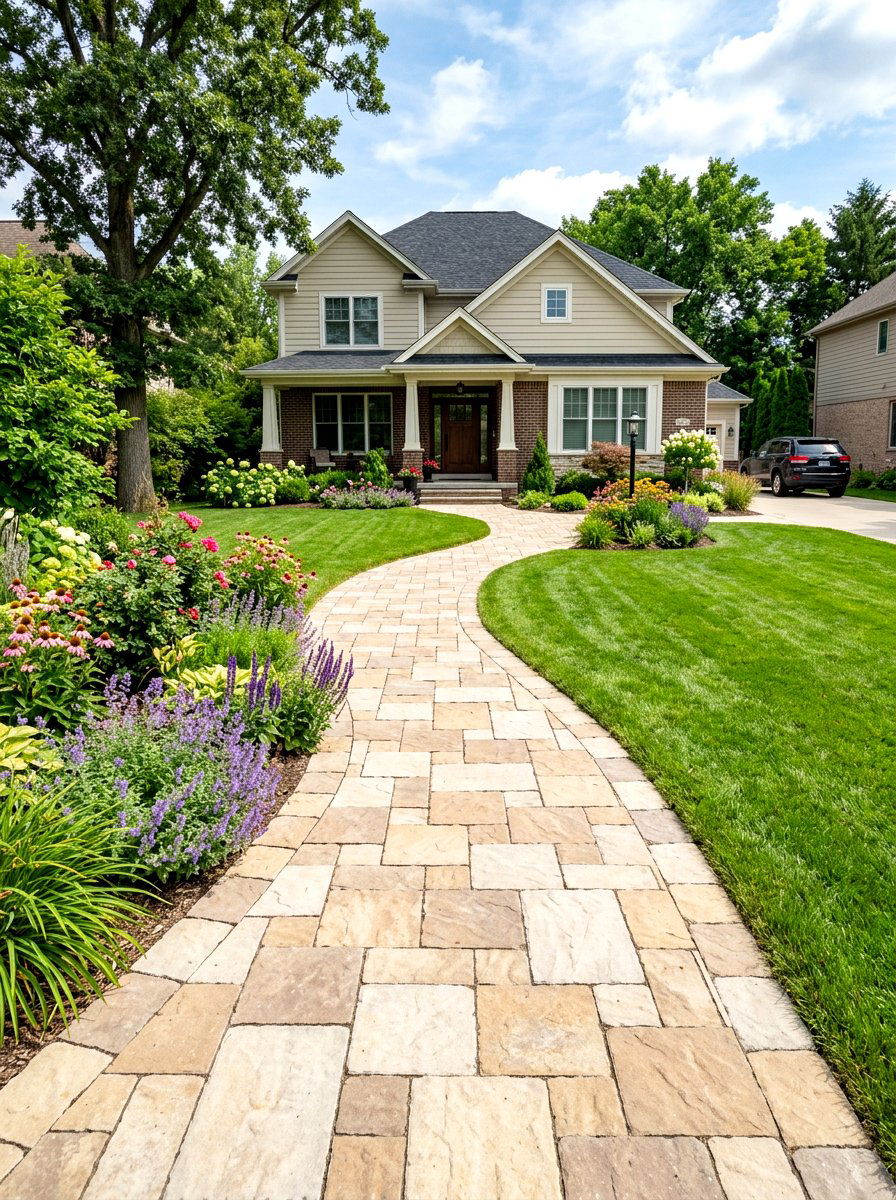 Interlocking Stone Path - 30 front walkway ideas