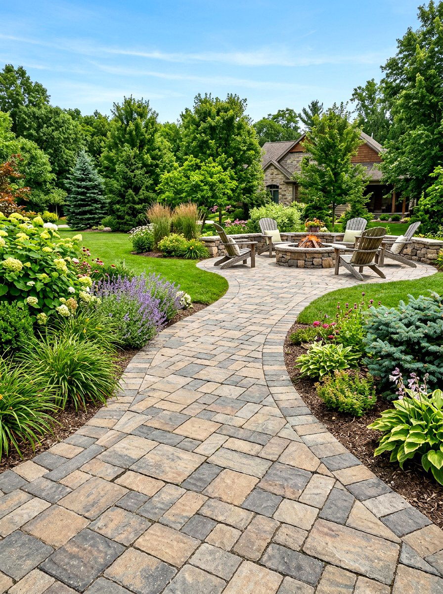 Interlocking Stone Paver - 30 stepping path backyard ideas