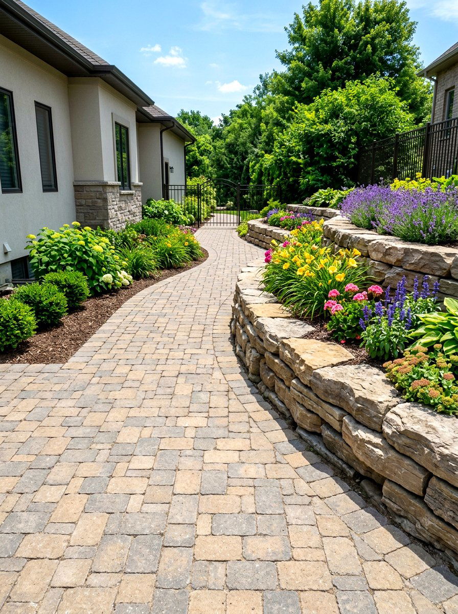 Interlocking Stone Pavers - 30 side yard walkway ideas