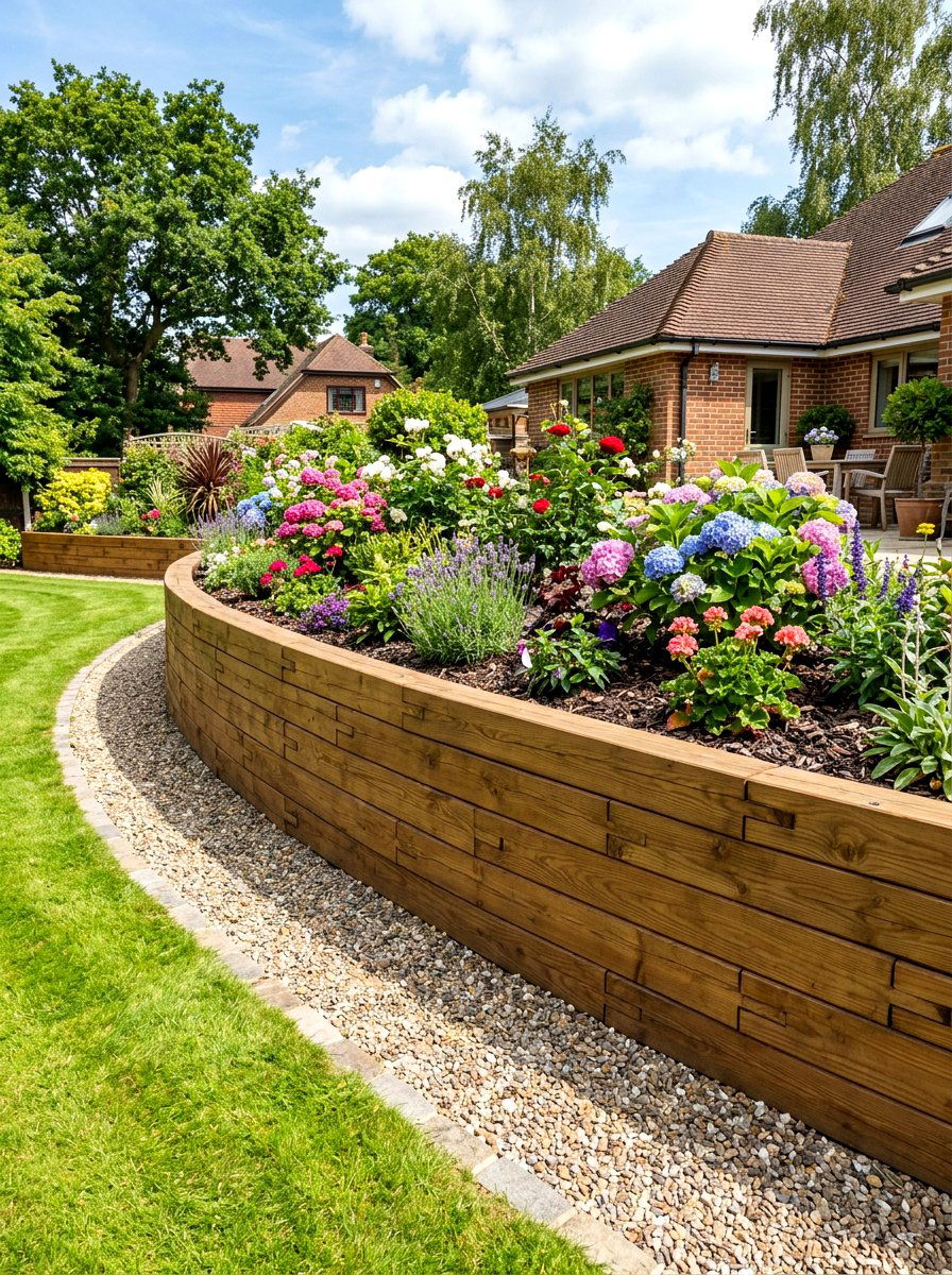 Interlocking Timber Block - 30 timber retaining wall ideas