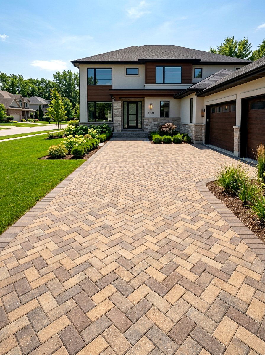 Interlocking concrete pavers - 30 paver driveway ideas