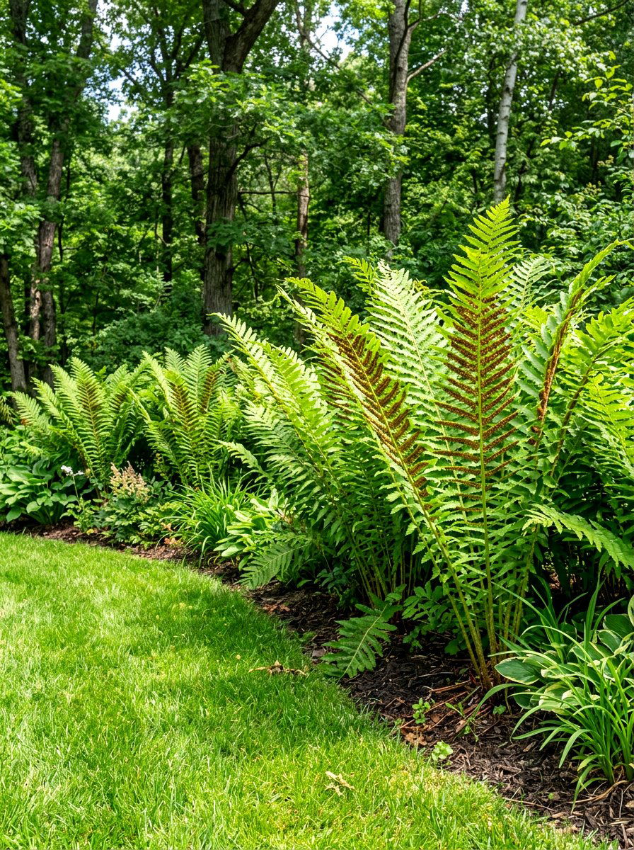 Interrupted Fern Backyard Edge - 30 woodland fern border ideas