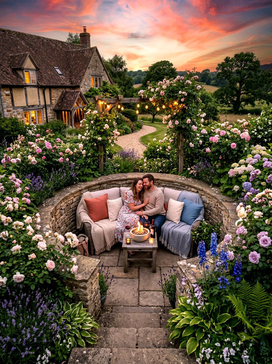 Intimate Couples Sunken Nook - 30 sunken backyard seating ideas