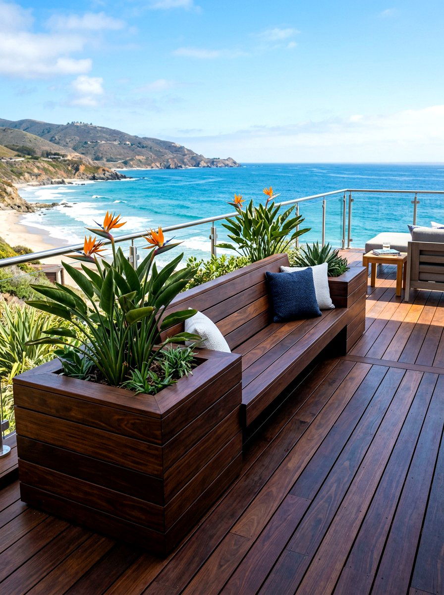 Ipe Hardwood Deck Planter Bench - 30 deck planter bench ideas