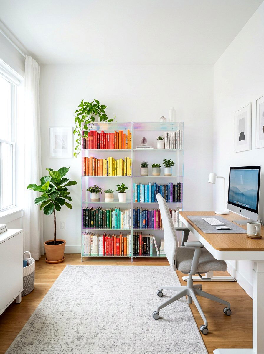 Iridescent Acrylic Bookshelf - 30 holographic decor ideas