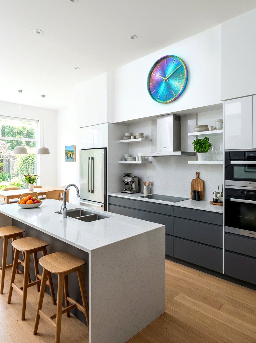 Iridescent Clock - 30 holographic decor ideas