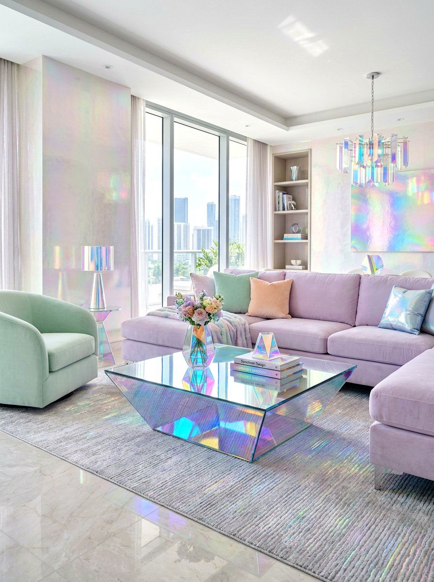 Iridescent Living Area - 30 metallic maximalist decor ideas