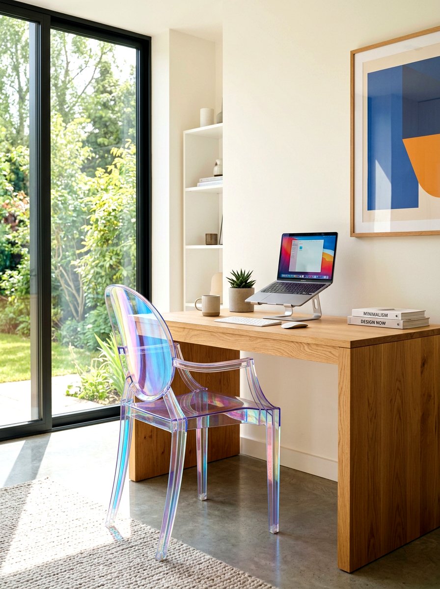 Iridescent acrylic chair - 30 iridescent home decor ideas