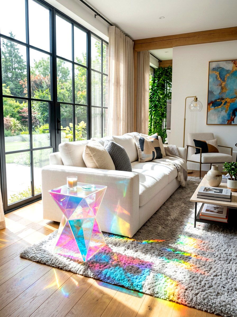 Iridescent acrylic side table - 30 iridescent home decor ideas
