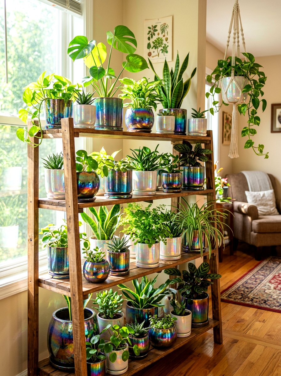 Iridescent plant pots - 30 iridescent home decor ideas