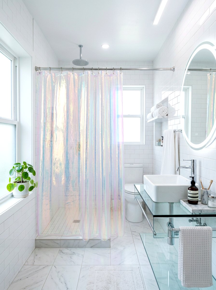 Iridescent shower curtain - 30 iridescent home decor ideas