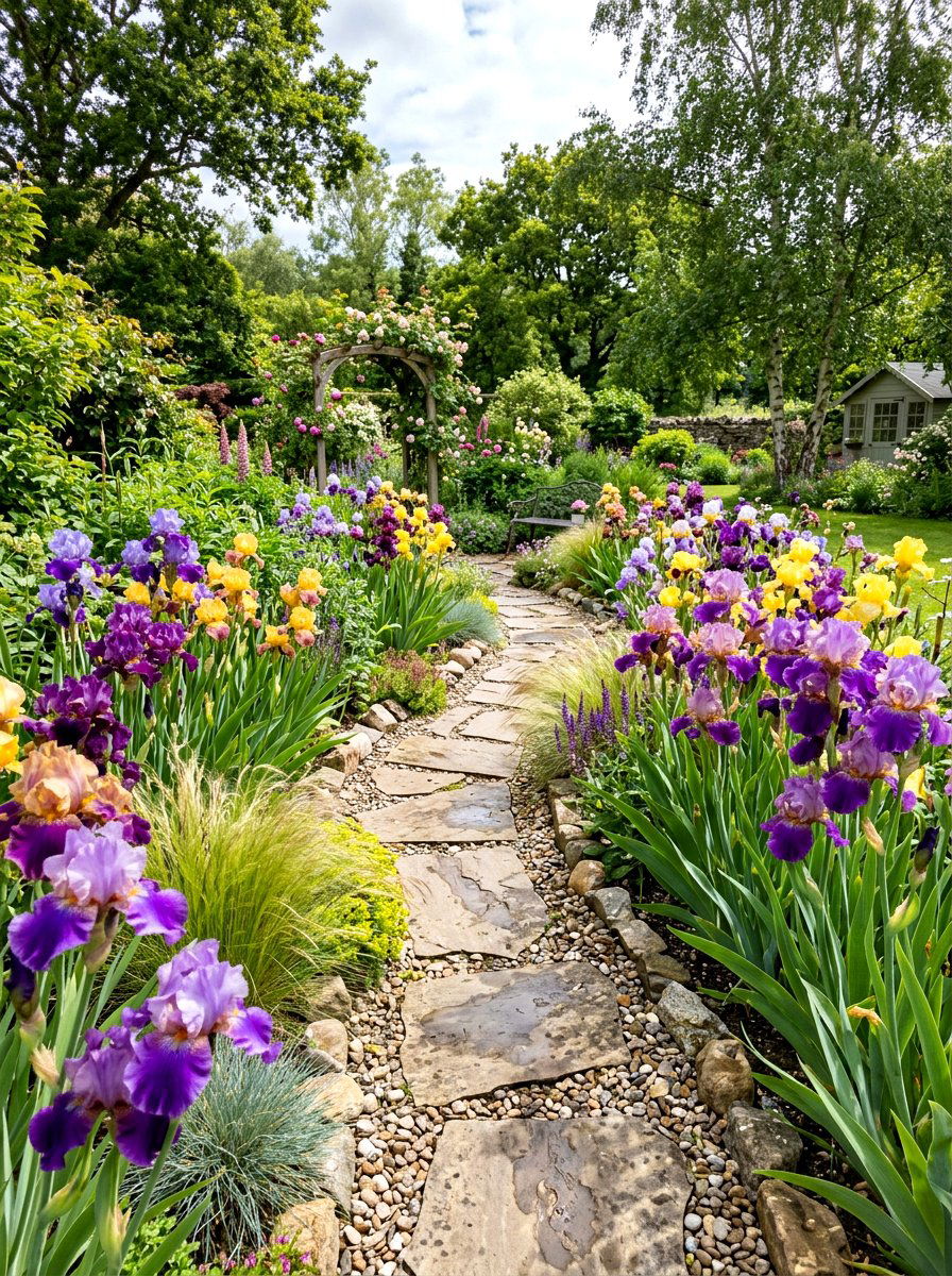 Iris Garden Path - 30 bulb garden ideas