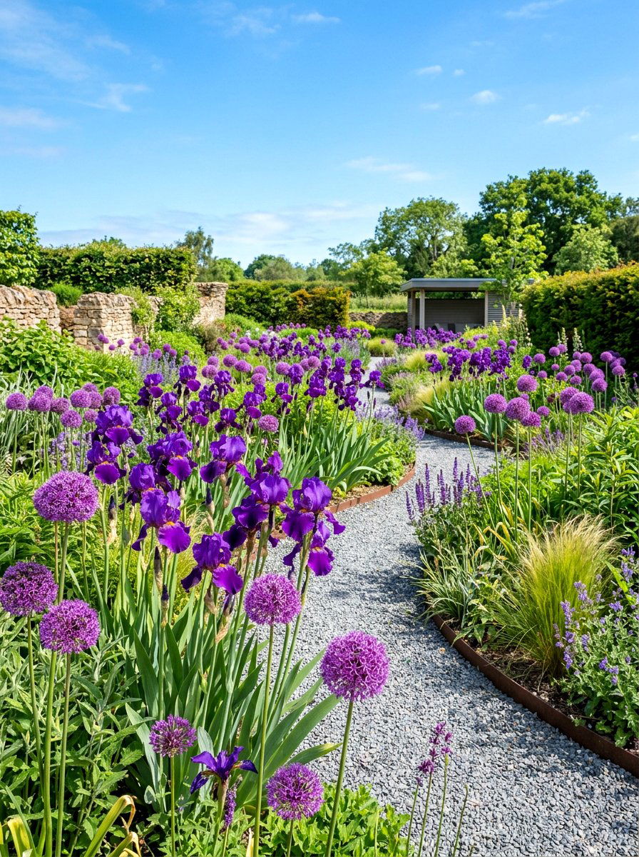Iris and allium garden - 30 iris garden ideas