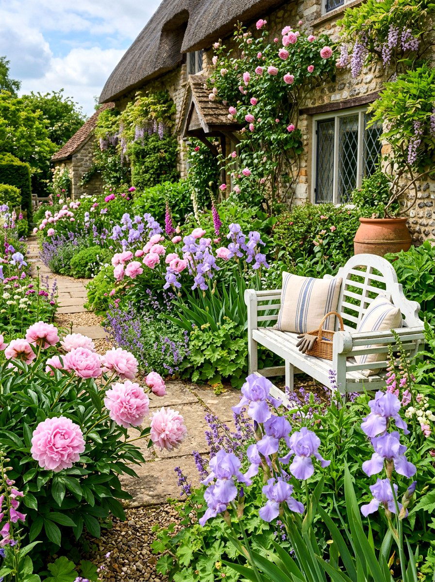 Iris and peony companion planting - 30 iris garden ideas