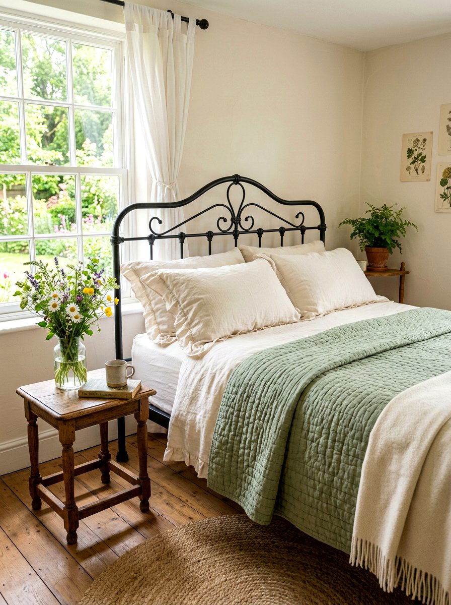 Iron Bed Frame - 30 cottagecore bedroom ideas
