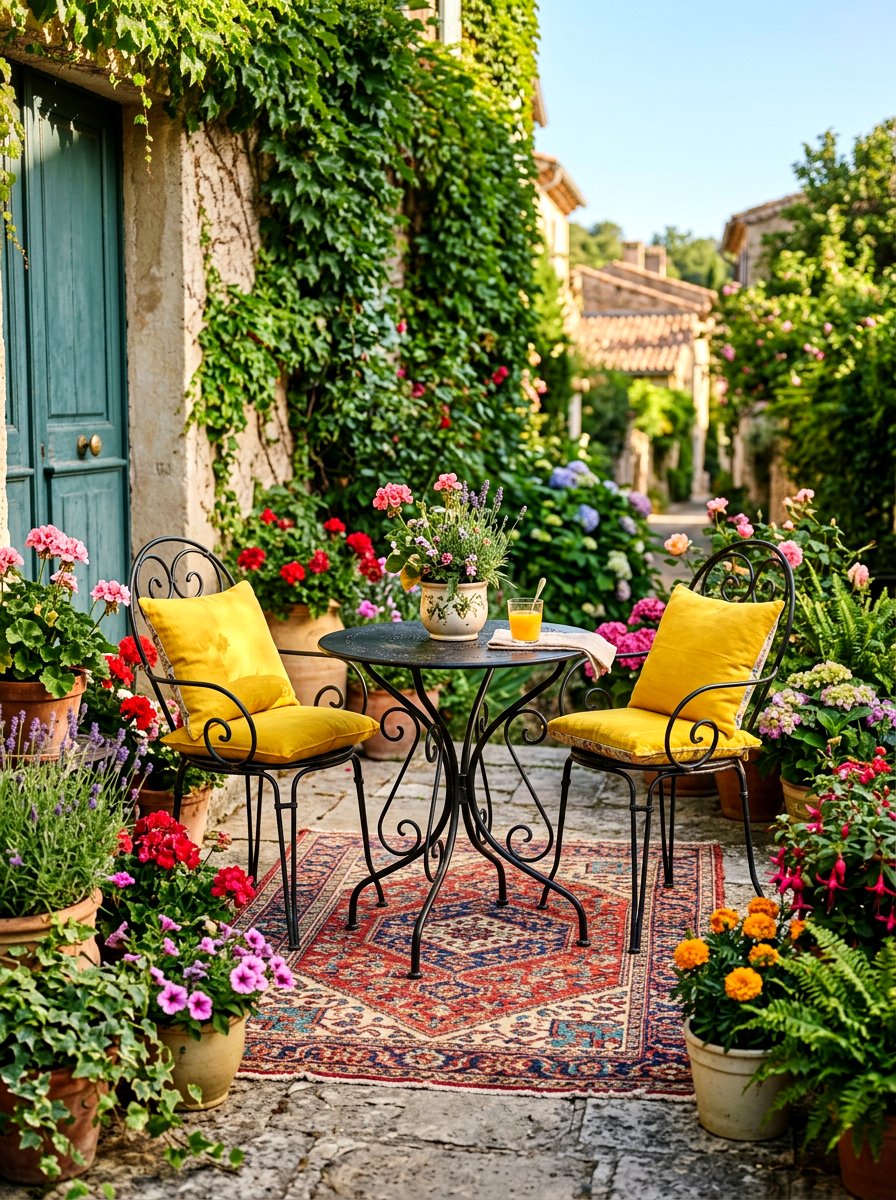Iron Bistro Set - 30 bohemian patio decor ideas