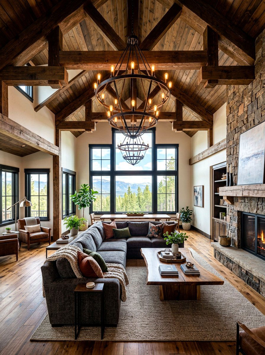 Iron Chandelier Lighting - 30 rustic living room ideas