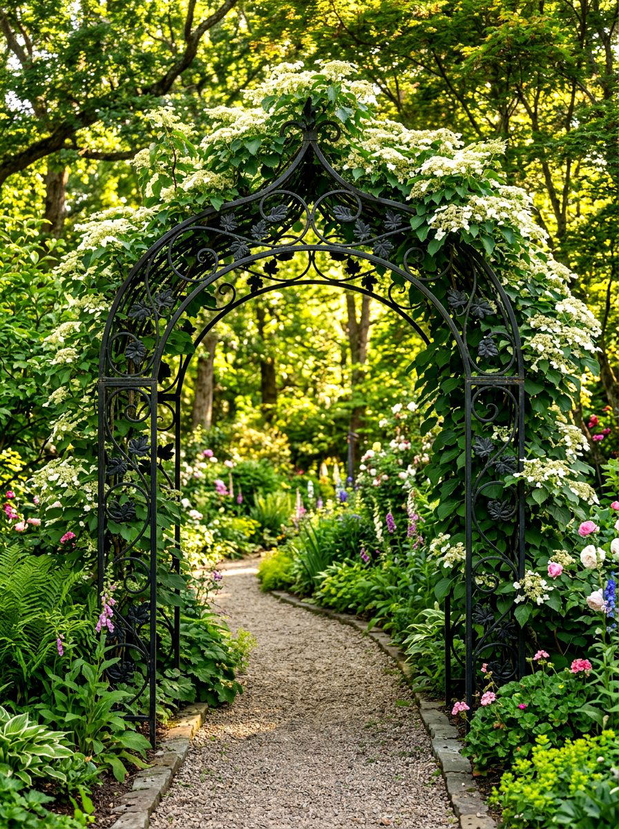 Iron Garden Arbor - 30 arbor bench ideas
