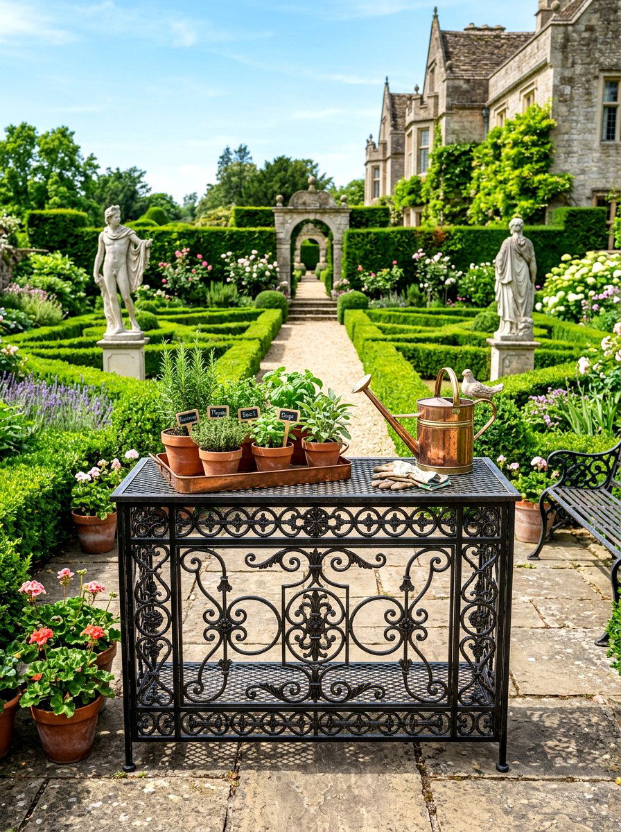Iron Patio Console - 30 outdoor prep station ideas