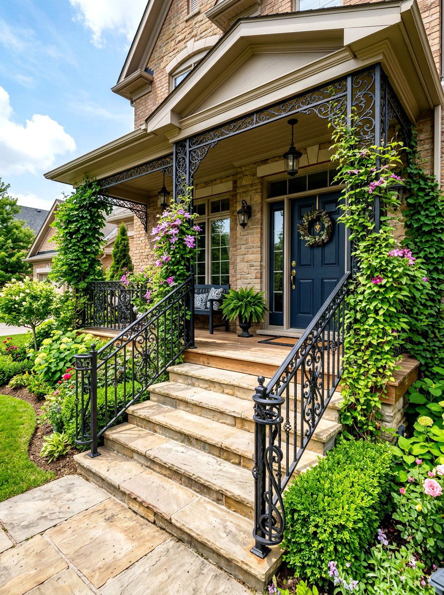 Iron Railing Front Porch - 30 English cottage front porch ideas