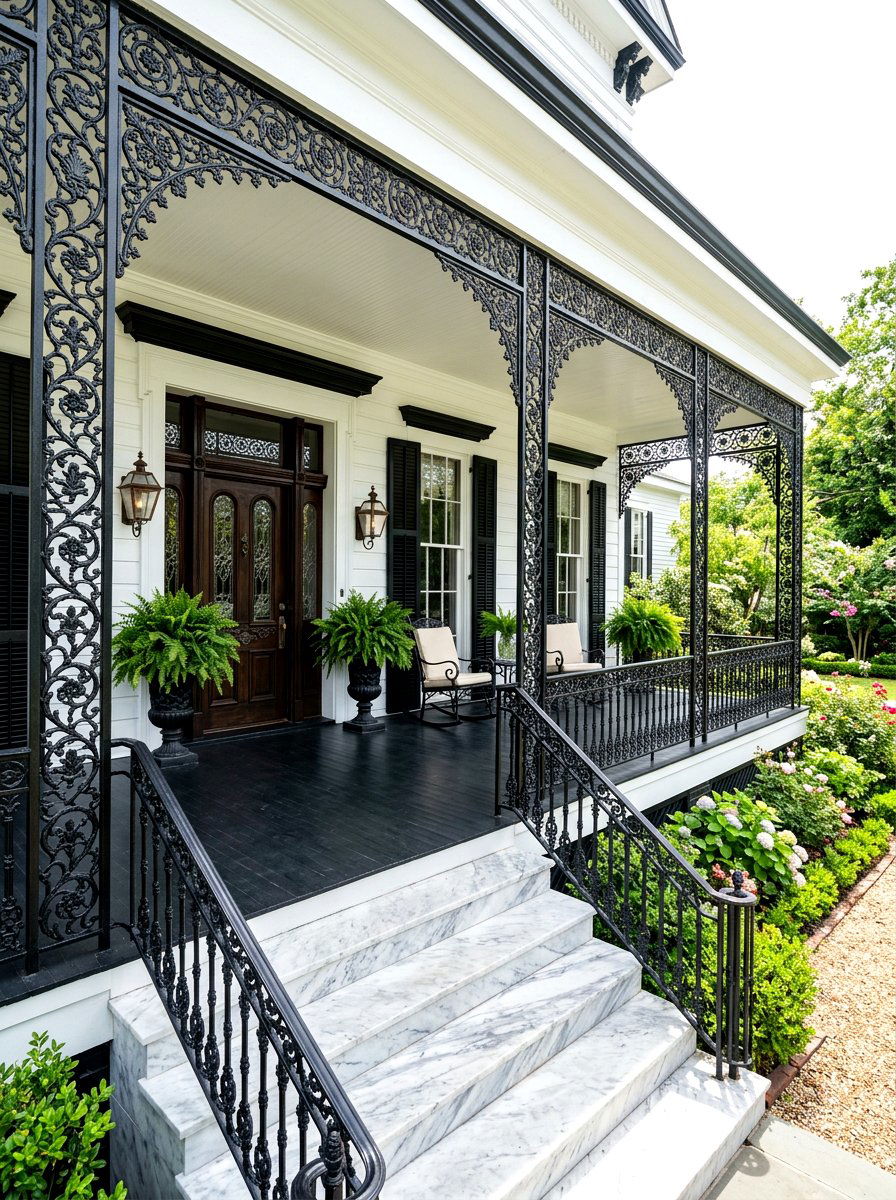 Iron Scrollwork Panels - 30 porch skirting ideas