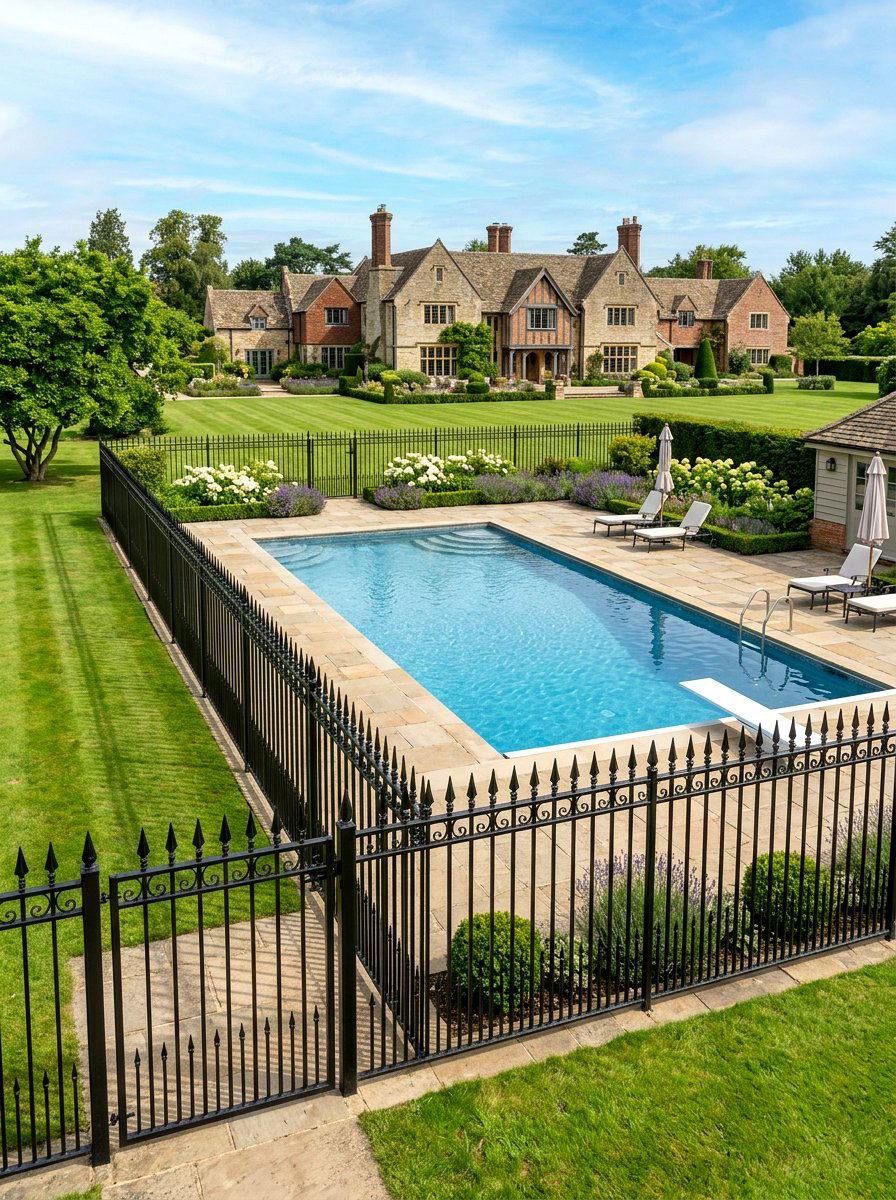 Iron Spear Top Pool Fence - 30 pool fence ideas