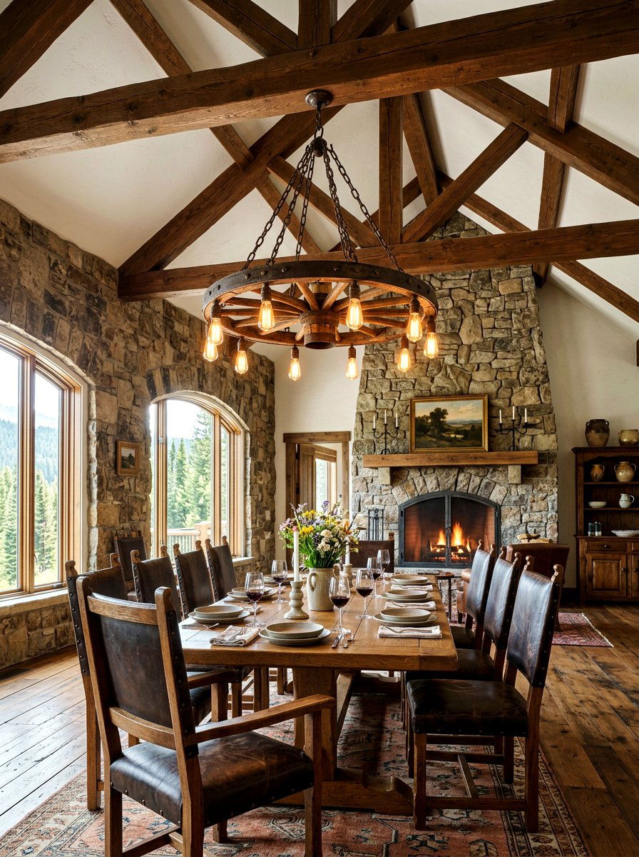 Iron Wagon Wheel Chandelier - 30 classic dining room chandelier ideas