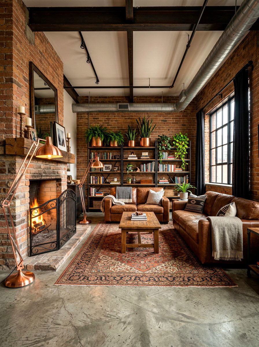Iron and copper living room - 30 mixed metal decor ideas