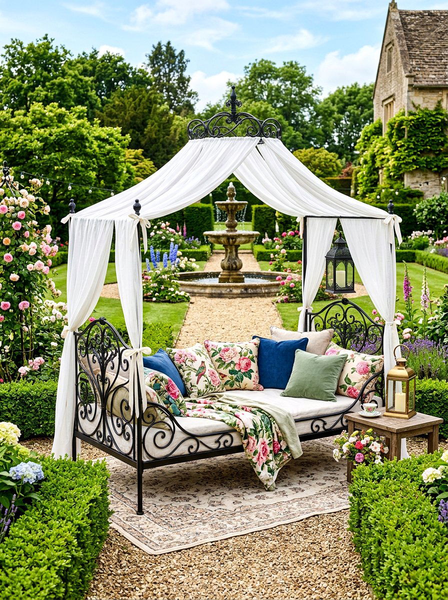 Iron frame daybed - 30 outdoor daybed canopy ideas