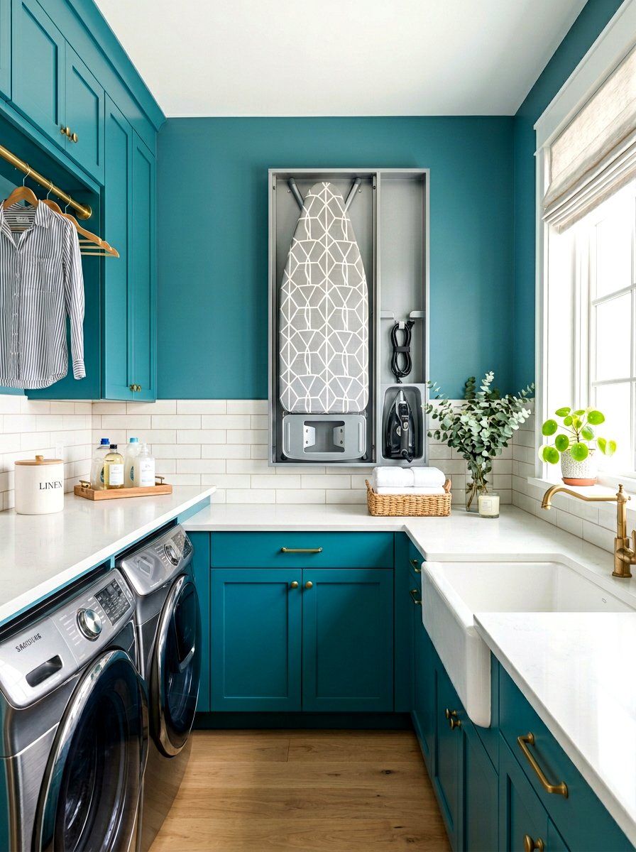 Ironing board and iron holder combo - 30 ironing board storage ideas