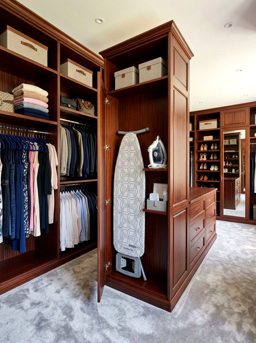 Ironing board storage in walk in closet - 30 ironing board storage ideas