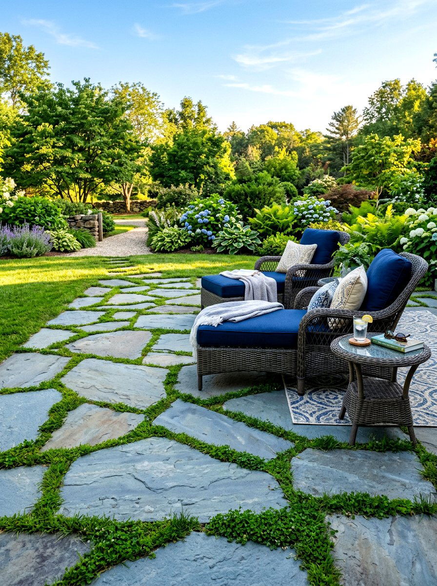 Irregular Blue Stone Patio - 30 flagstone patio ideas