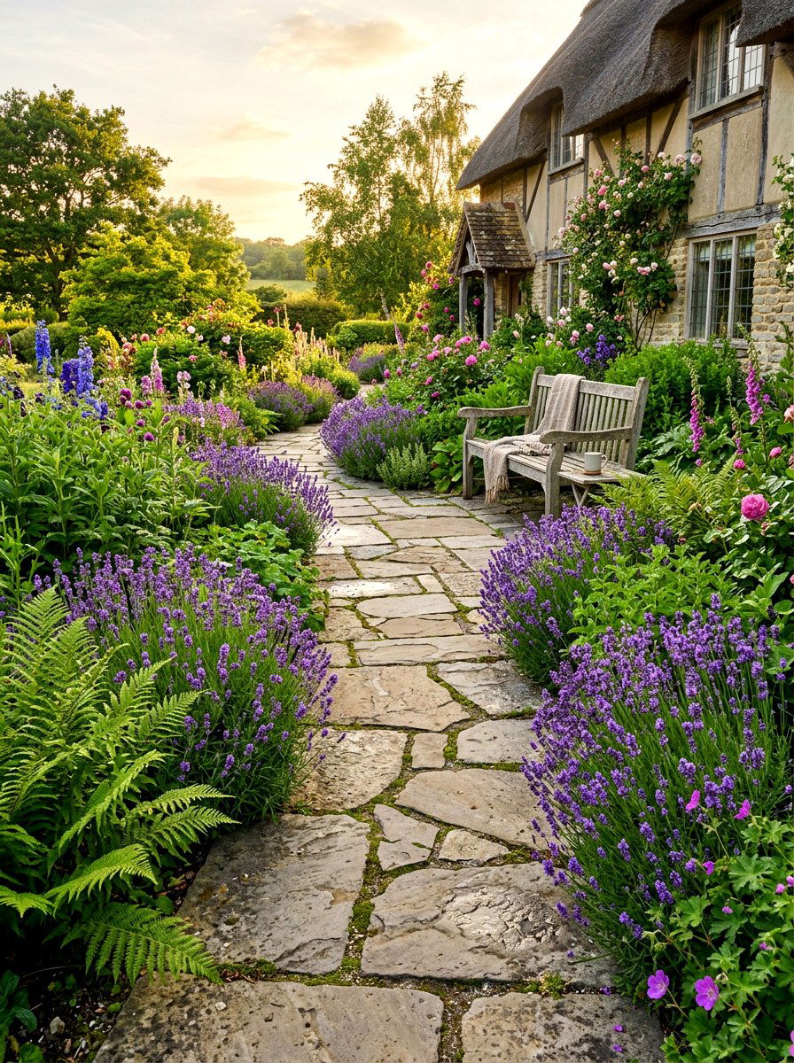 Irregular Flagstone Walkway - 30 stepping pad lawn ideas
