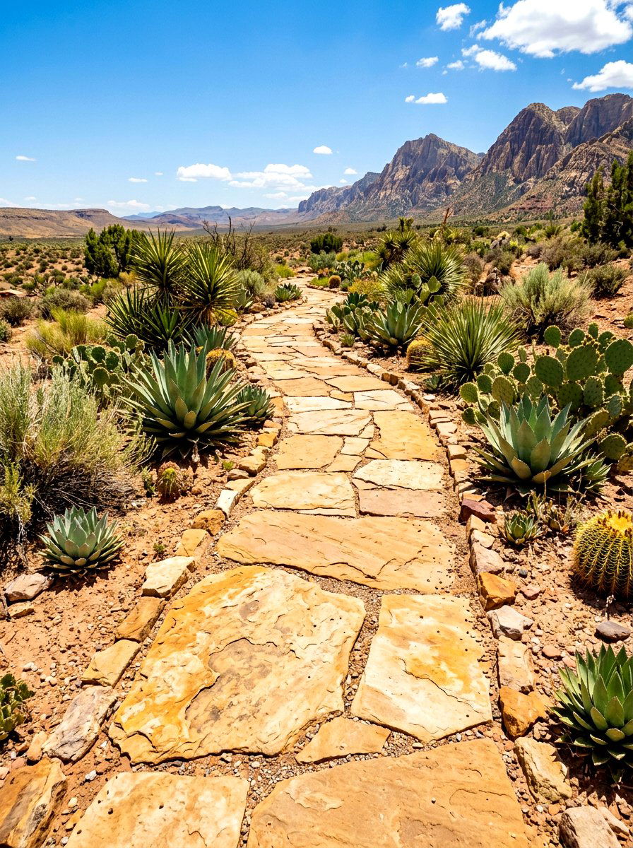 Irregular Sandstone Path - 30 stepping path backyard ideas