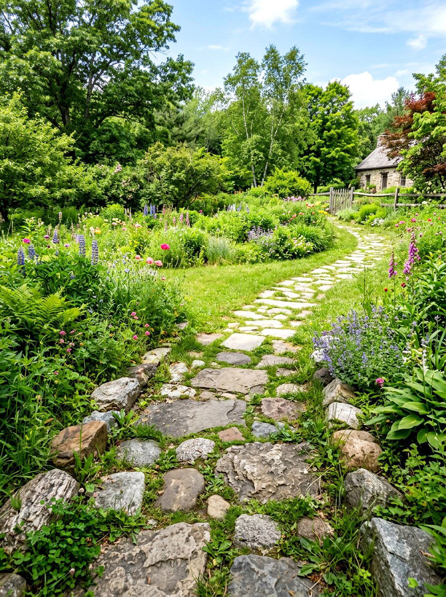 Irregular stone garden walkway - 30 stepping stones through grass ideas