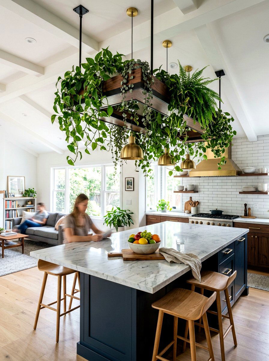 Island Ceiling Plant Ledge - 30 kitchen plant ledge ideas