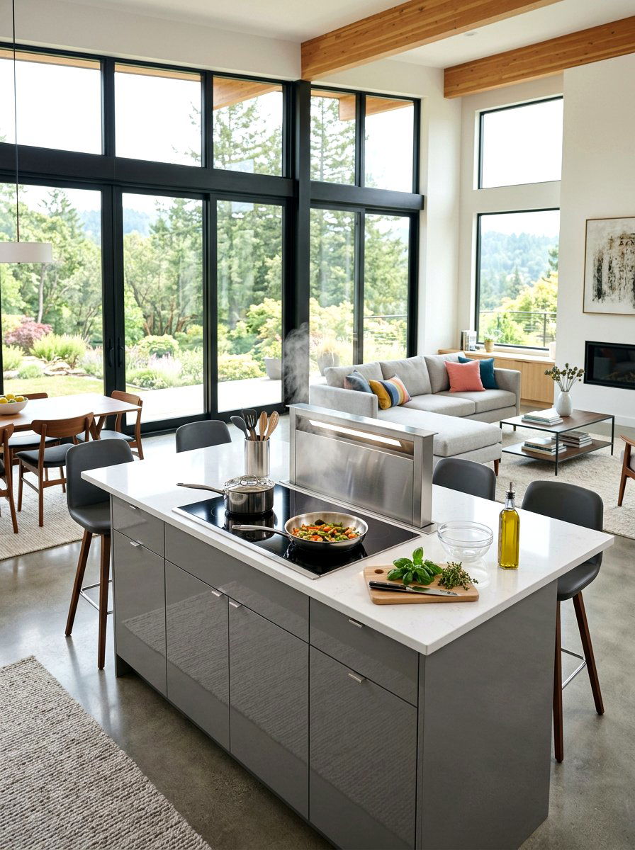 Island With Integrated Downdraft Vent - 30 kitchen island with cooktop ideas