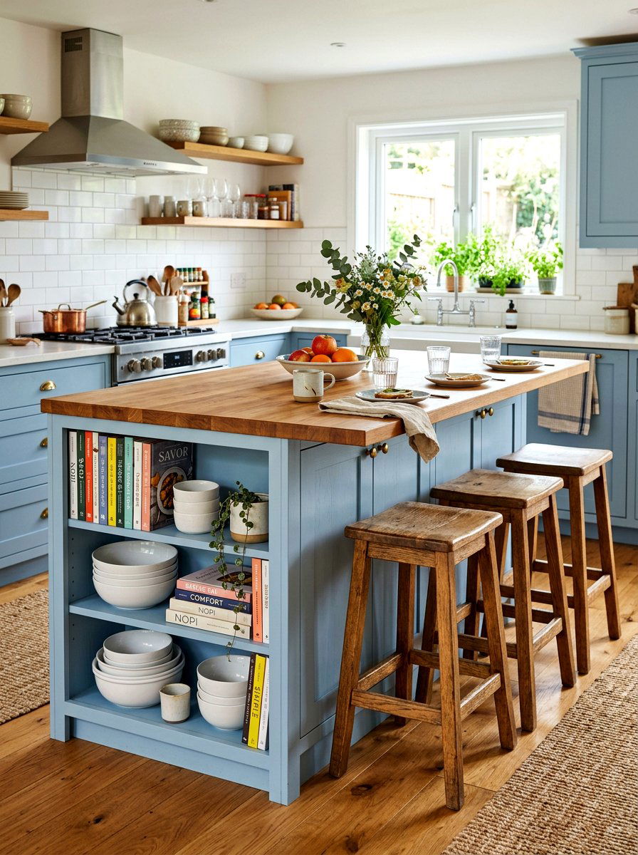 Island With Open Shelving - 30 breakfast bar ideas