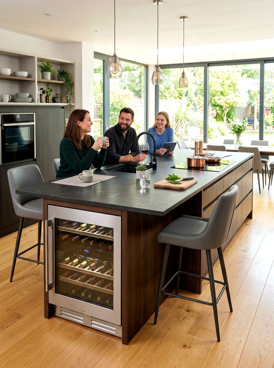 Island With Wine Cooler - 30 breakfast bar ideas