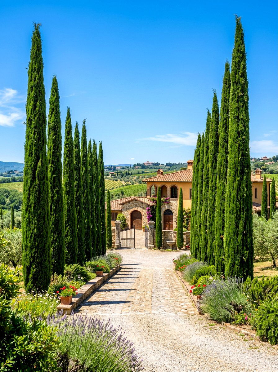 Italian Cypress Column - 30 hedge privacy ideas