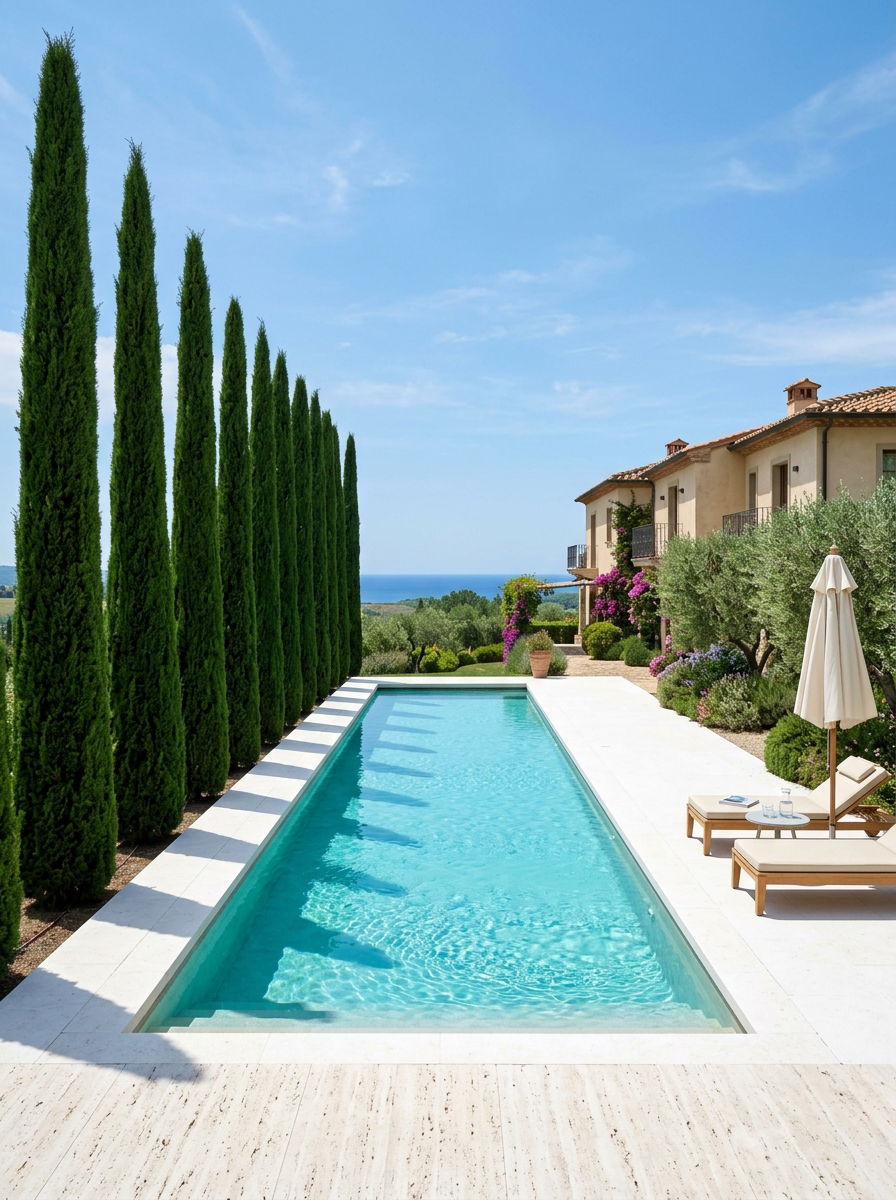 Italian Cypress Narrow Screen - 30 pool privacy hedge ideas